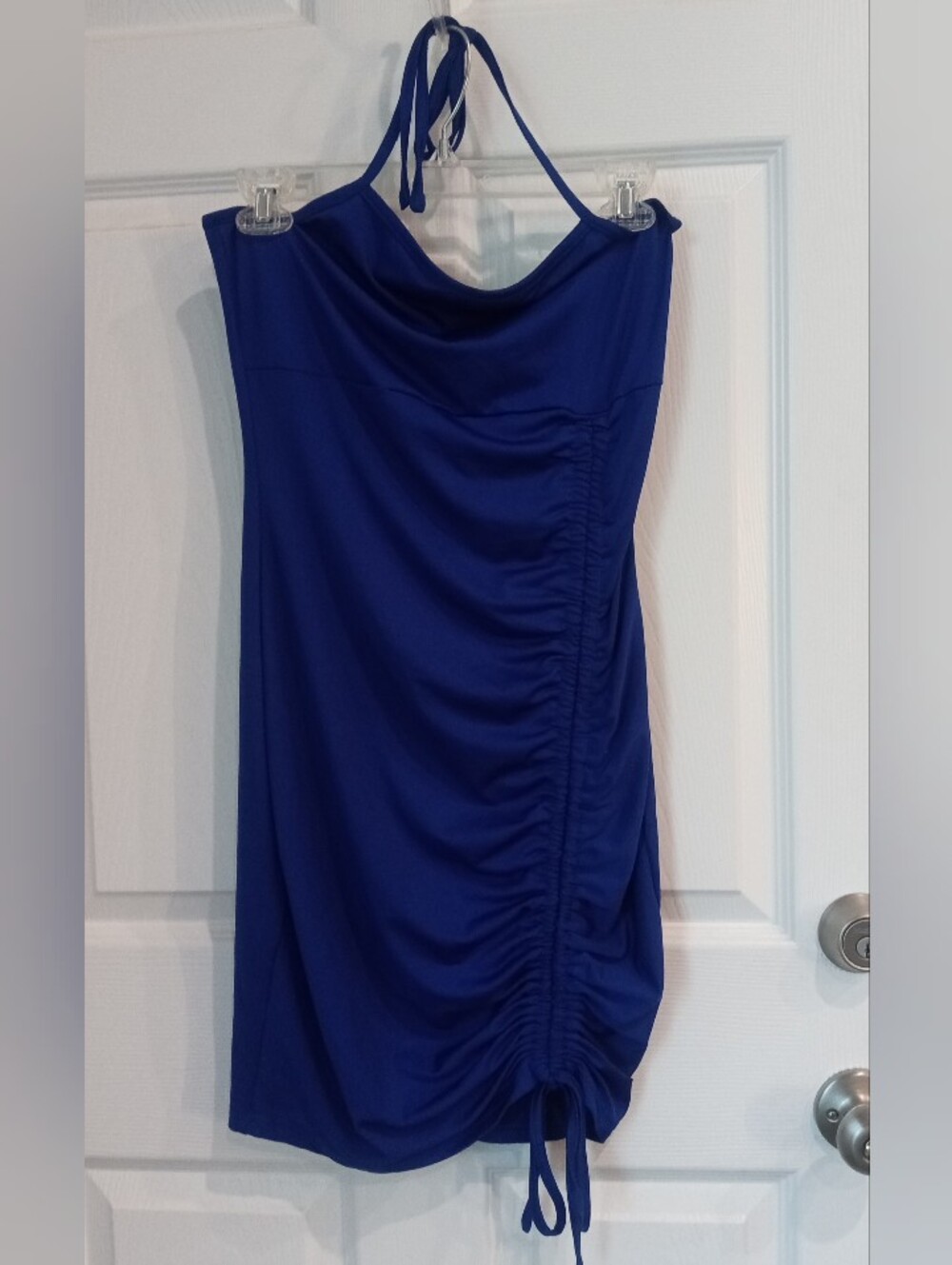 SHEIN Cowl Neck Halter Ruched Camisole in Blue